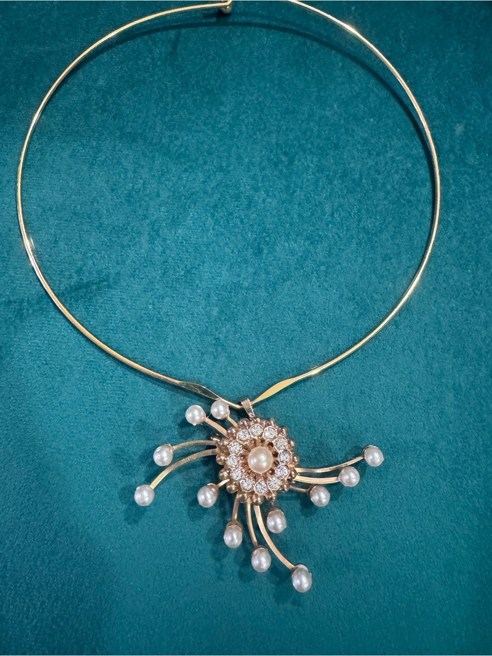 Vintage Convertible Brooch Necklace – Mid Century Pearl Spray Statement Piece